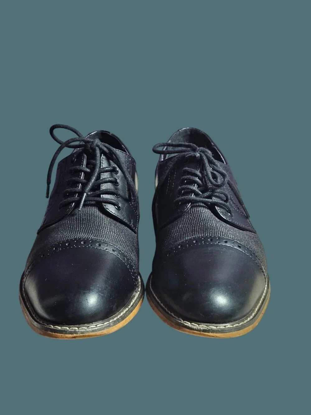 Bar III Black Leather Parker Cap Toe Dress Oxford Brogues Shoe Men 8.5M